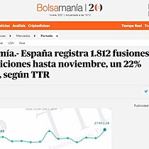 Espaa registra 1.812 fusiones y adquisiciones hasta noviembre, un 22% menos, segn TTR